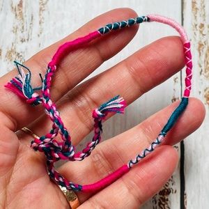 Slate Blue, Magenta, Pink Macrame Wrapped Bracelet (Free w/ Bundle)
